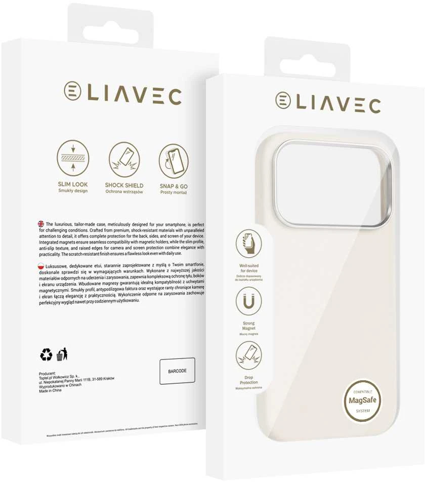 Liavec Silky dėklas su Metal Camera Frame skirtas Apple iPhone 17 Pro beige