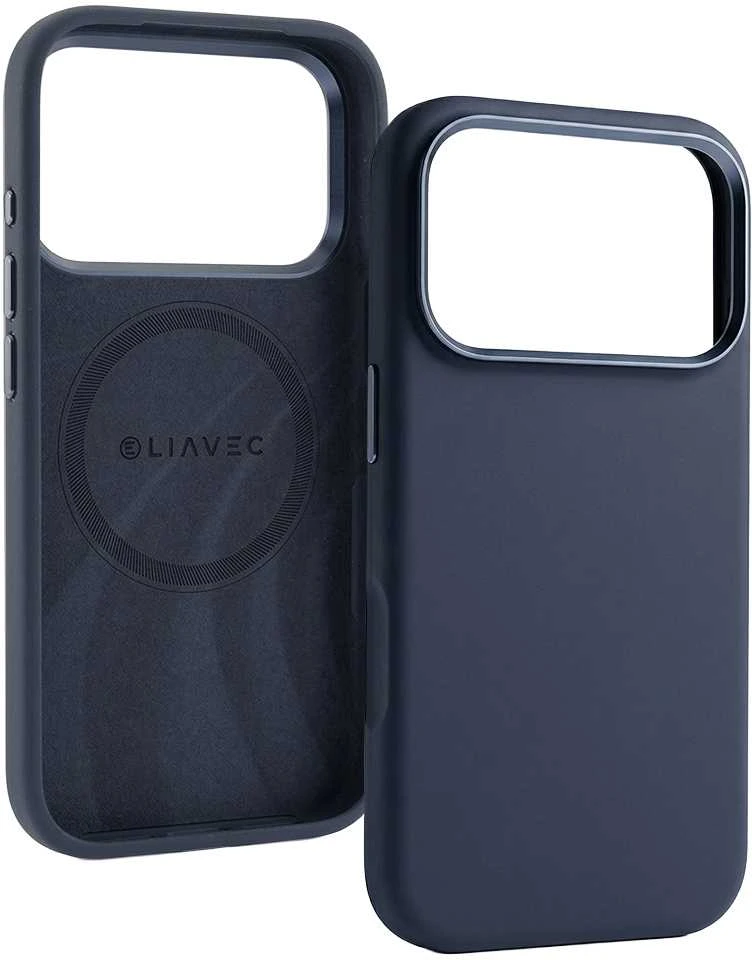 Liavec Silky dėklas su Metal Camera Frame skirtas Apple iPhone 17 Pro Max mėlynos spalvos