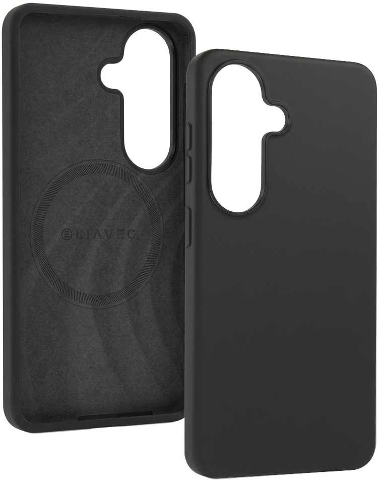 Liavec Silky dėklas su Metal Camera Frame for Samsung Galaxy S26 juodos spalvos