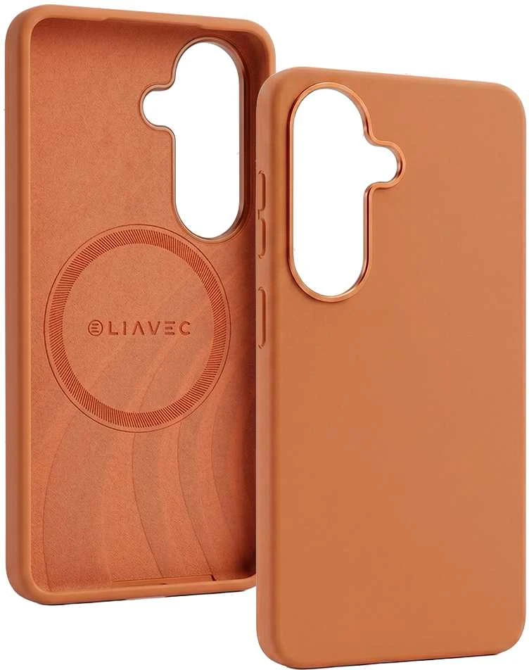 Liavec Silky dėklas su Metal Camera Frame for Samsung Galaxy S26 Plus oranžinės spalvos