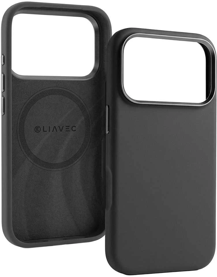 Liavec Silky dėklas su Metal Camera Frame skirtas Apple iPhone 17 Pro juodos spalvos