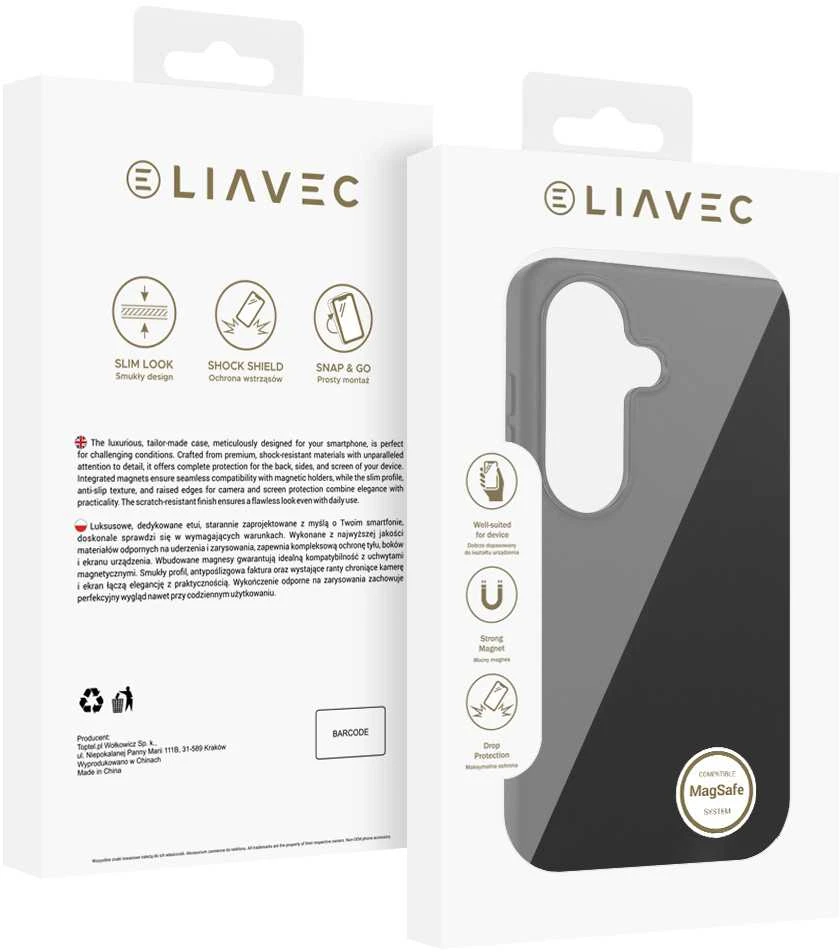 Liavec Silky dėklas su Metal Camera Frame for Samsung Galaxy S26 juodos spalvos