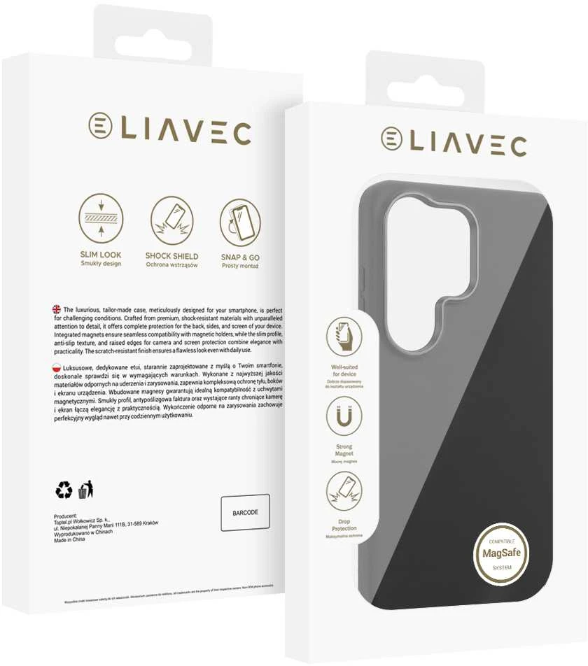 Liavec Silky dėklas su Metal Camera Frame for Samsung Galaxy S26 Ultra juodos spalvos