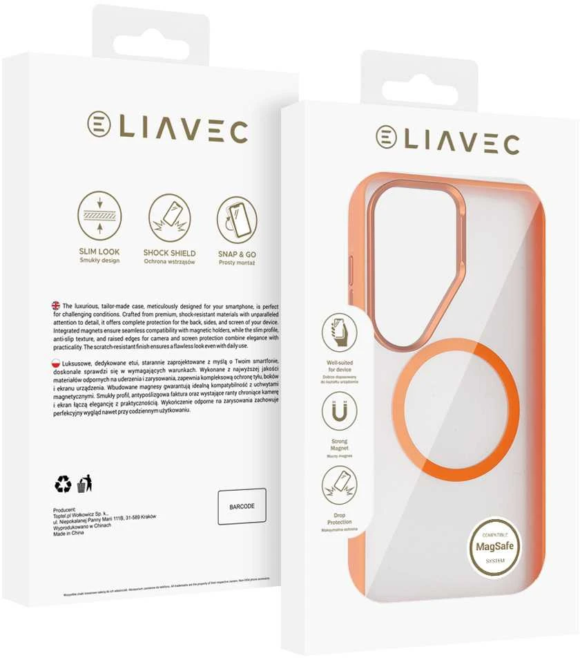 Liavec Soft dėklas Metal Frame skirtas Samsung Galaxy S26 Ultra oranžinis