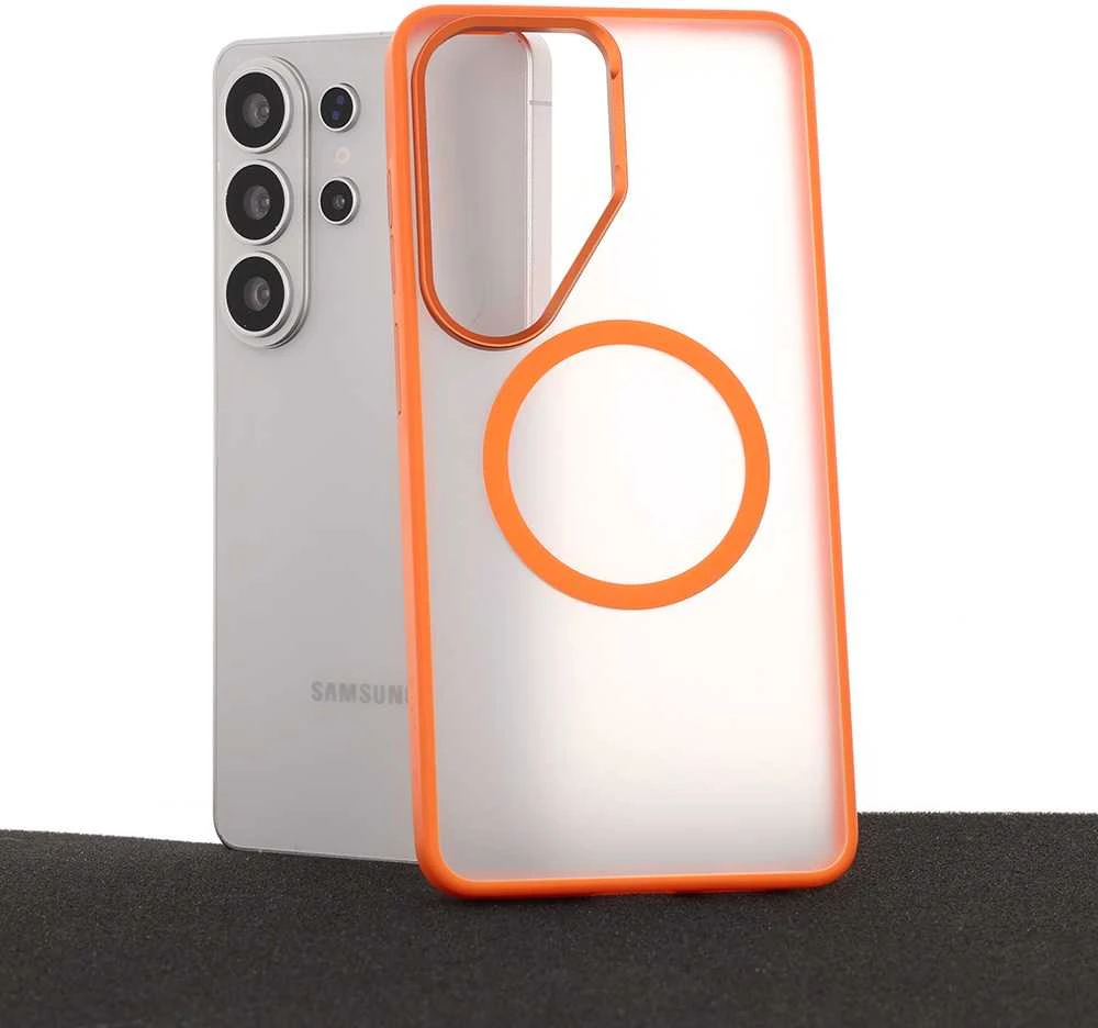 Liavec Soft dėklas Metal Frame skirtas Samsung Galaxy S26 Ultra oranžinis