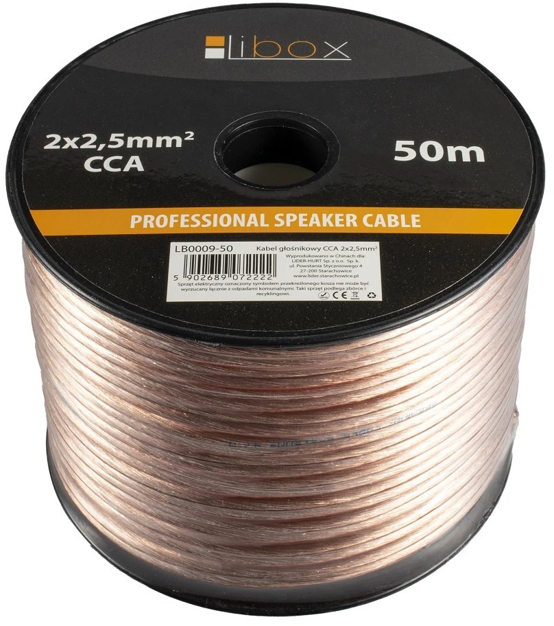Libox garsiakalbio laidas 2x2,50 mm LB0009-50 garso laidas 50 m skaidrus