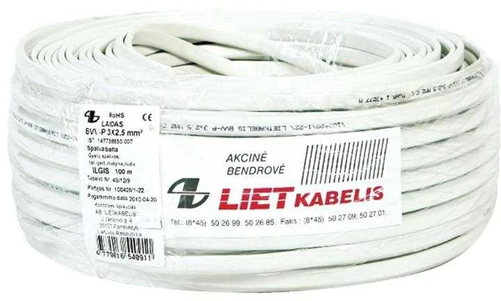 Lietkabelis Kabelis BVV-P, 3 x 2,5 mm²