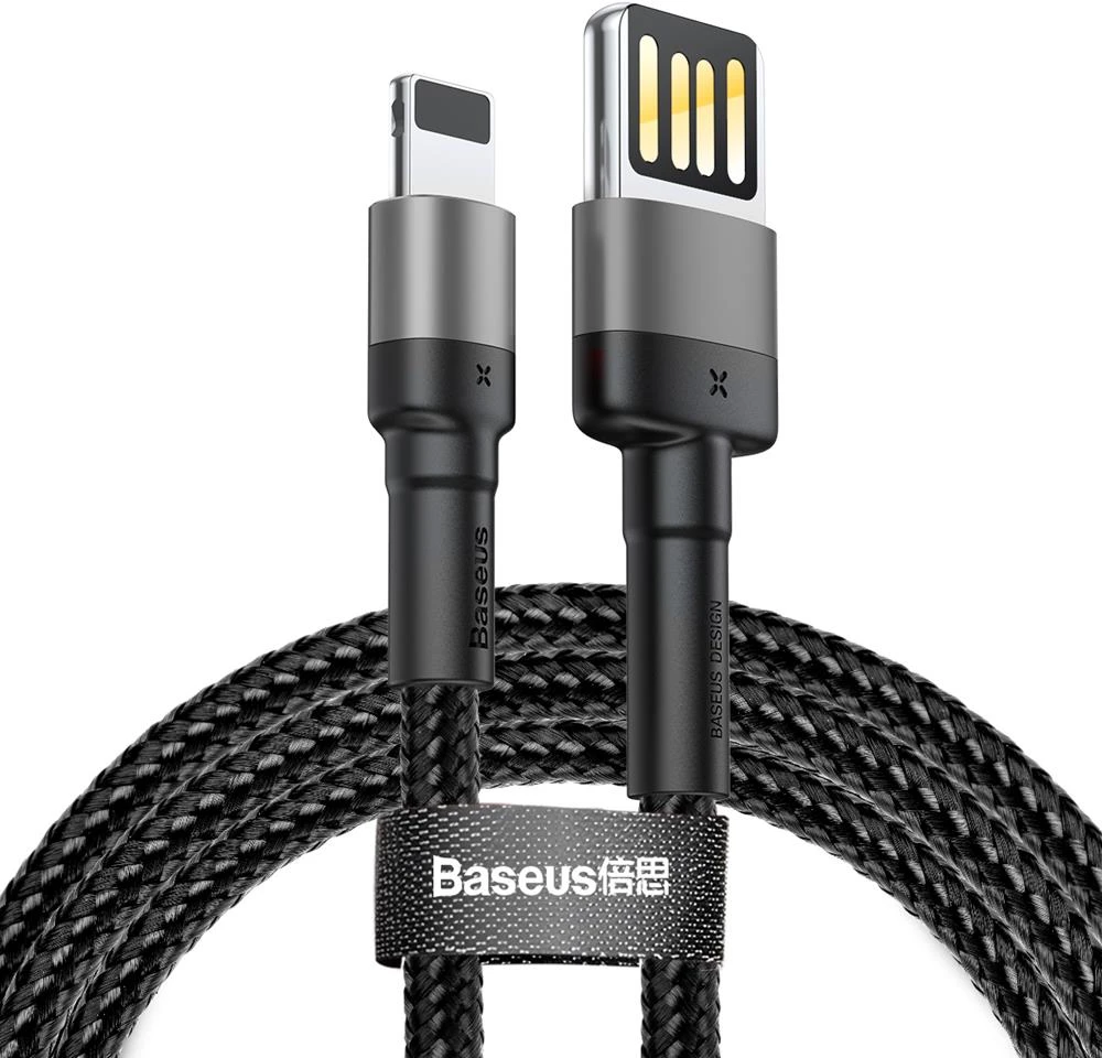 Baseus Cafule dvipusis USB Lightning kabelis 2.4A 1m - Pilkas / Juodas
