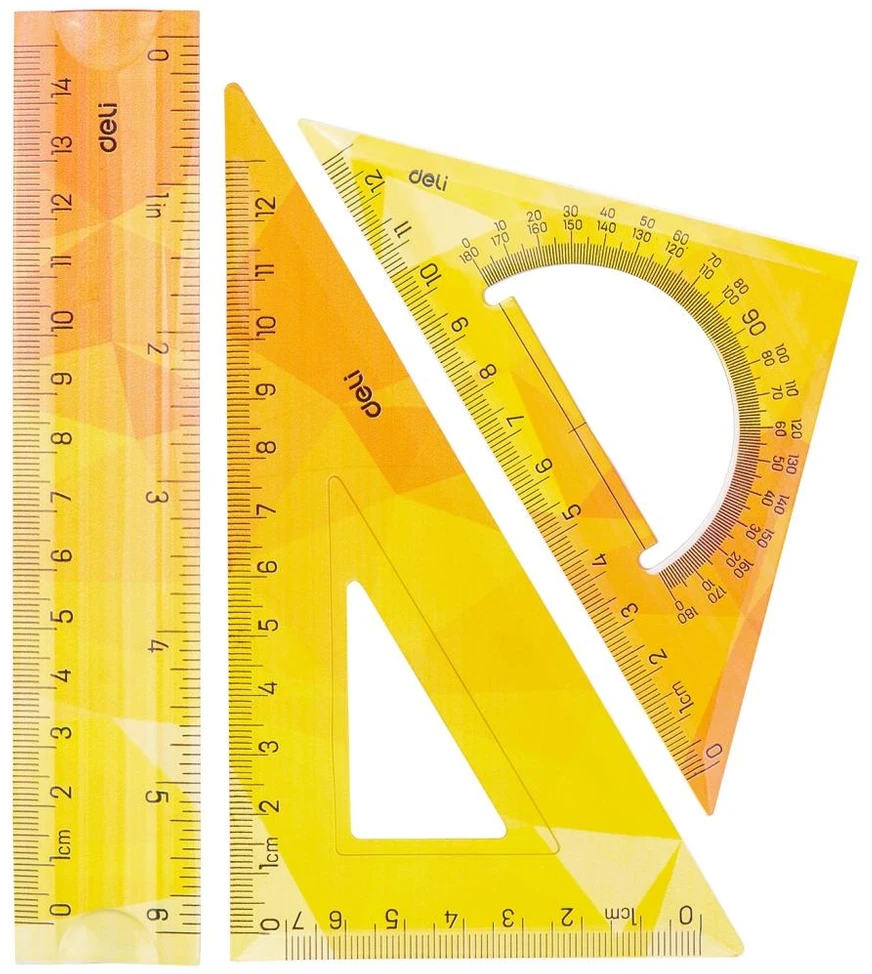 Liniuočių rinkinys DELI, 3 dalių, 15 cm, EcoPVC, lanksčios