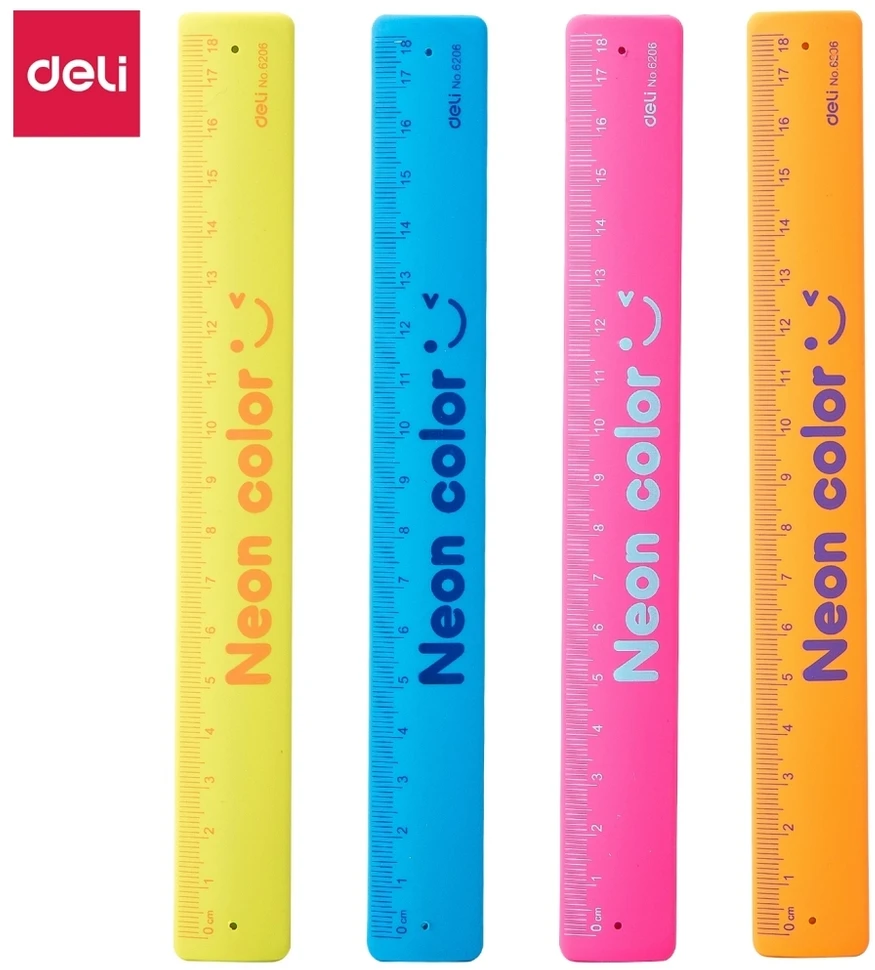 Liniuotė DELI E6206, 18cm, įvairių spalvų