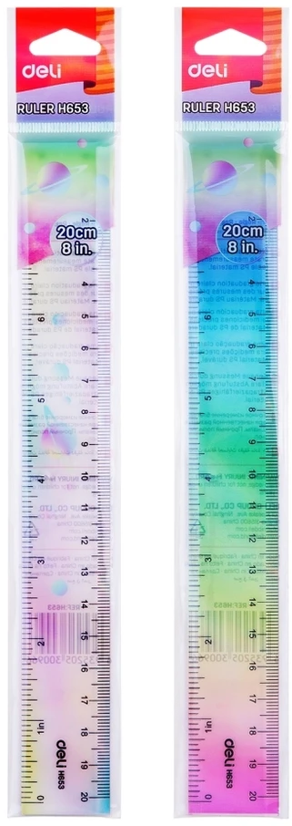 Liniuotė DELI H653, 20cm, įvairių spalvų