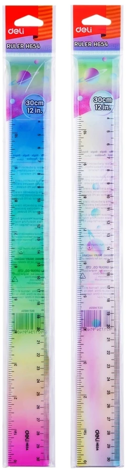 Liniuotė DELI H654, 30cm, įvairių spalvų