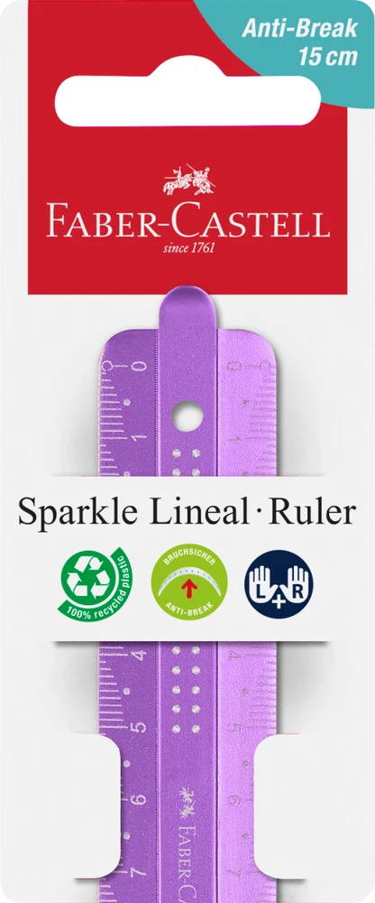 Liniuotė Faber-Castell Sparkle, 15cm rožinės spalvos