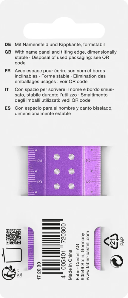 Liniuotė Faber-Castell Sparkle, 30cm violetinės spalvos