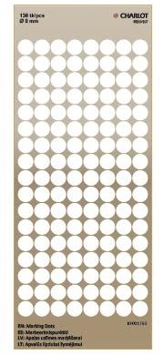 Lipdukai Charlot, apvalūs, Ø8mm, 136vnt pakuotėje, baltos spalvos