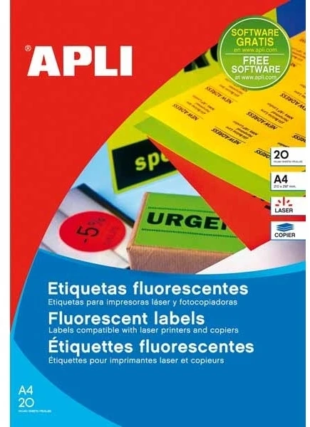 Lipnios etiketės Apli, A4, 38×21.2mm, 65 etiketės lape, 100 lapų, baltos spalvos
