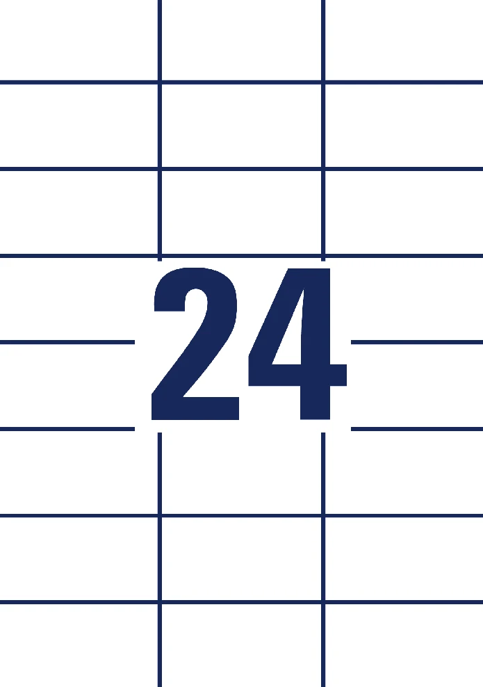 Lipnios etiketės Avery Zweckform, A4, 70x37mm, 24 etiketės lape, be rėmelio, 100 lapų, baltos spalvos