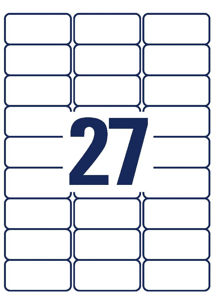 Lipnios etiketės Avery Zweckform, A4, nuimamos, 63.5×29.6mm, 27 etiketės lape, 25 lapai