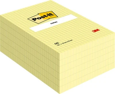 Lipnūs lapeliai Post-it, 102 x 152 mm, 100 lapelių, langeliais, geltona