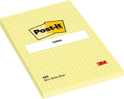 Lipnūs lapeliai Post-it, 102 x 152 mm, 100 lapelių, langeliais, geltona
