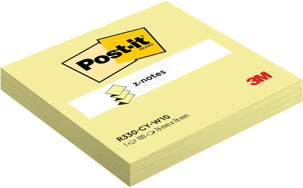 3M Lipnūs lapeliai POST-IT Z, 76 x 76 mm, 100 lapelių, geltona