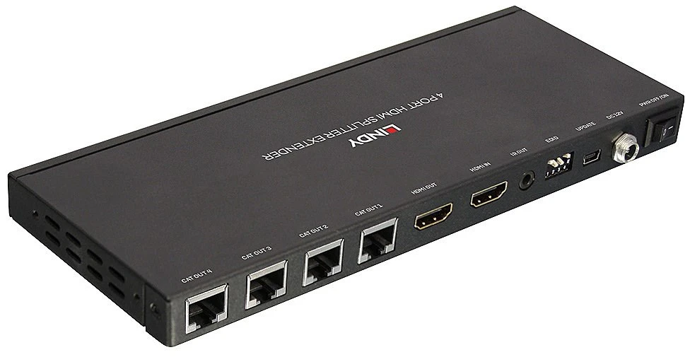 HDMI Skirstytuvas Ilgintuvas - LINDY Cat.6 4 Prievadų HDMI 4K30 ir IR Ilgintuvas 3840x2160@30Hz 70 m