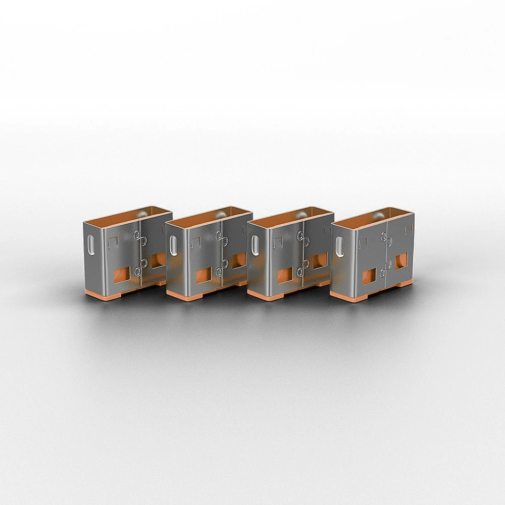 USB Prievado Blokatorius - LINDY USB A Prievado Blokatorius, 4 vnt + USB Type A Prievadai su Raktu, Oranžinis