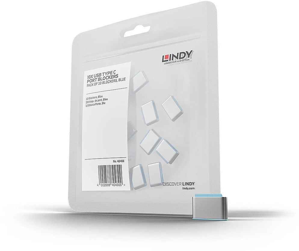 USB Priedas - LINDY USB C Prievado Blokatoriai, Mėlyni, 10 vnt.