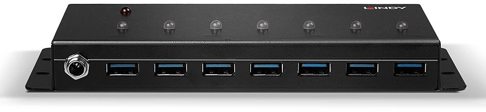 USB Hub - LINDY 7 Prievadų USB 3.0 Metalinis Hub, 5 Gbps, Juodas
