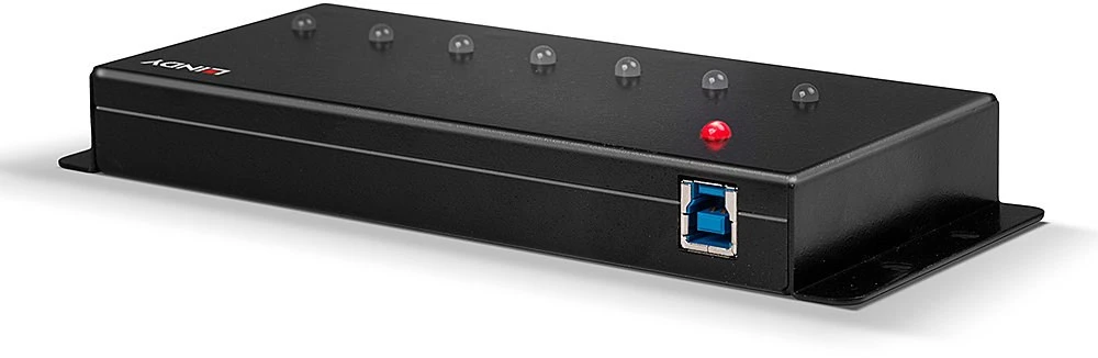 USB Hub - LINDY 7 Prievadų USB 3.0 Metalinis Hub, 5 Gbps, Juodas
