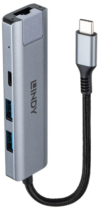 USB šakotuvas - LINDY USB 3.2 Gen 2 Type C šakotuvas, 3 priedai ir gigabito eternetas