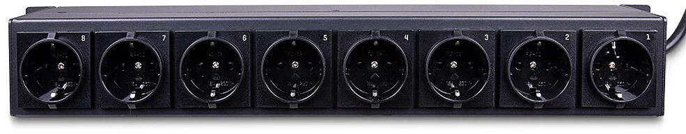 Maitinimo Blokas - LINDY 1.5U 8 Schuko lizdai, PDU, 3500W, 250VAC, 16A, Horizontalus Stovas, Juodas