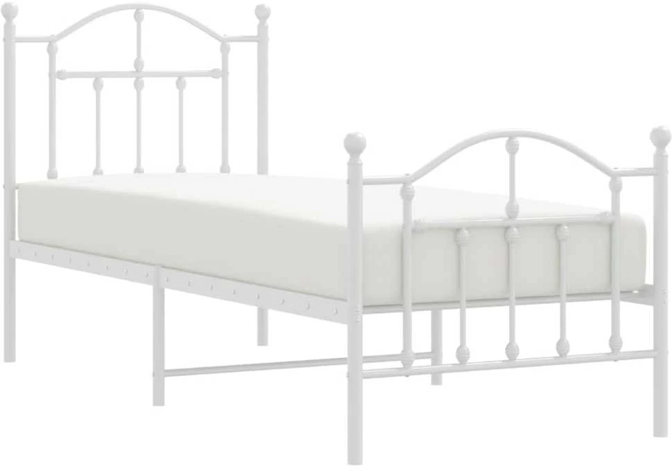 Lovos rėmas su galvūgaliu/kojūgaliu, baltas, 75x190cm, metalas
