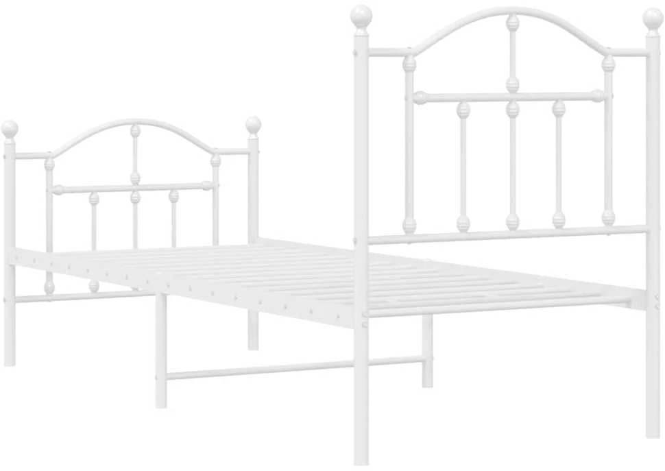 Lovos rėmas su galvūgaliu/kojūgaliu, baltas, 75x190cm, metalas