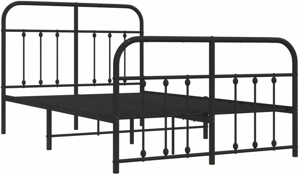 Lovos rėmas su galvūgaliu/kojūgaliu, juodas, 120x190cm, metalas