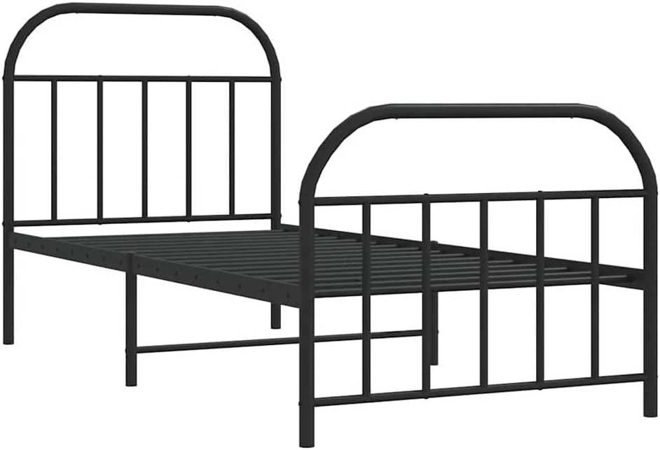 Lovos rėmas su galvūgaliu/kojūgaliu, juodas, 90x190cm, metalas