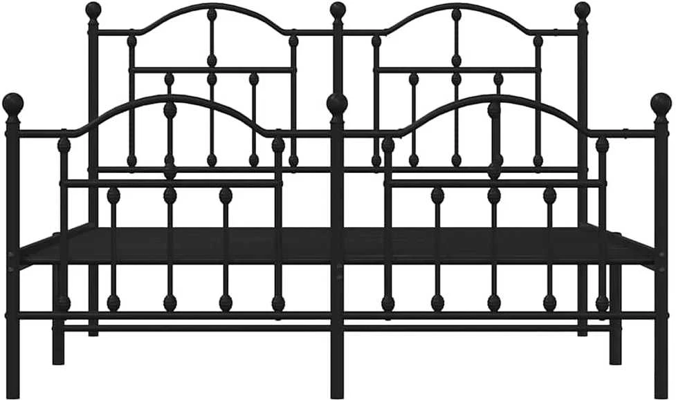Lovos rėmas su galvūgaliu/kojūgaliu, juodas, 140x200cm, metalas