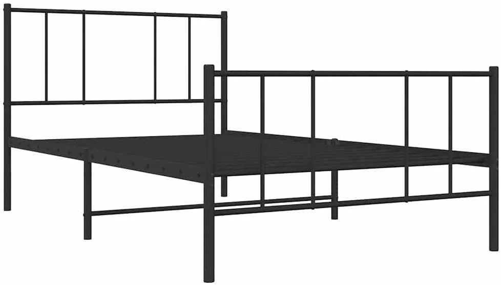 Lovos rėmas su galvūgaliu/kojūgaliu, juodas, 90x190cm, metalas