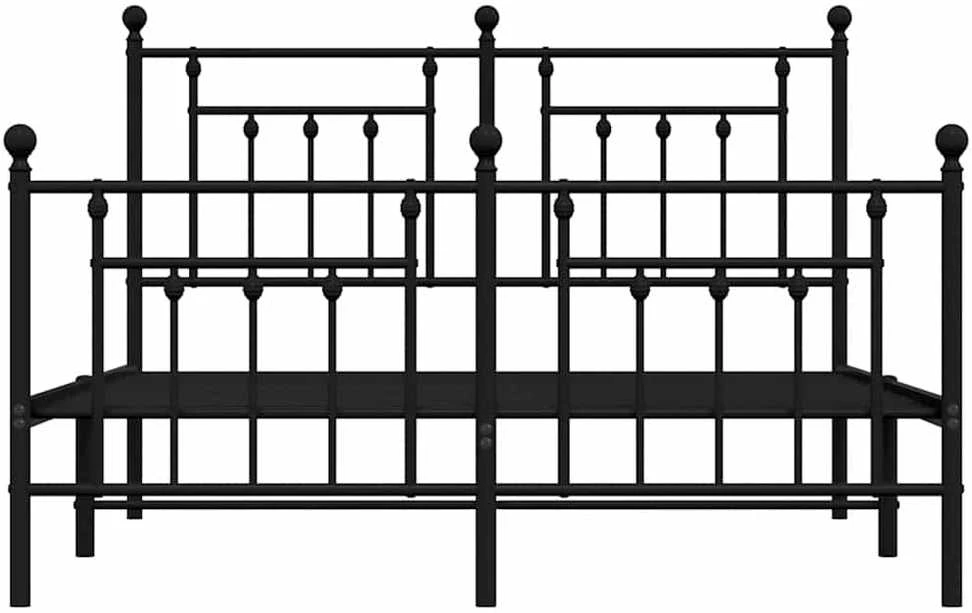 Lovos rėmas su galvūgaliu/kojūgaliu, juodas, 140x200cm, metalas