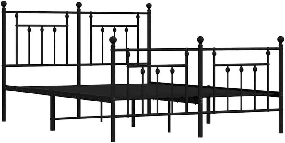 Lovos rėmas su galvūgaliu/kojūgaliu, juodas, 140x190cm, metalas