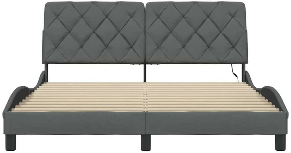 Lovos rėmas su LED be čiužinio, tamsiai pilkas, 160x200 cm