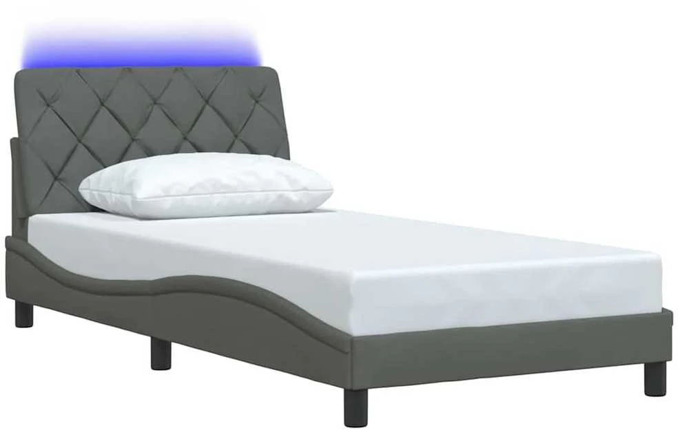 Lovos rėmas su LED be čiužinio, tamsiai pilkas, 100x200 cm