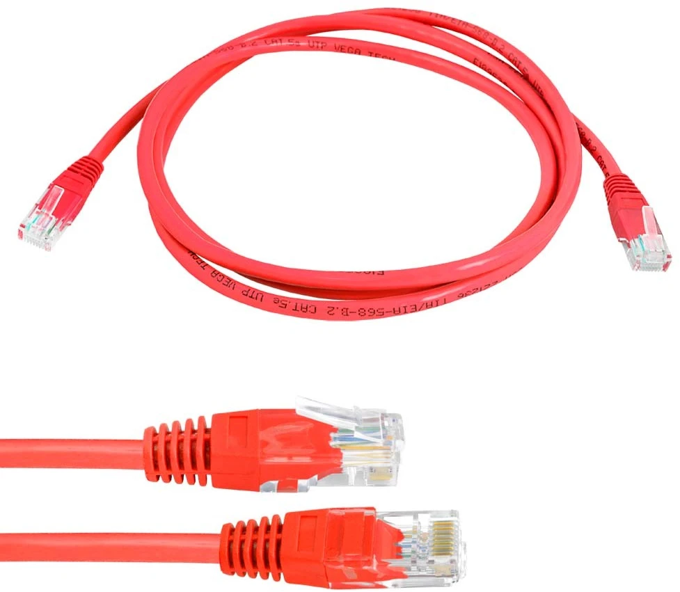 LTC CAT5e UTP tinklo kabelis (patchcord) 5m raudonas