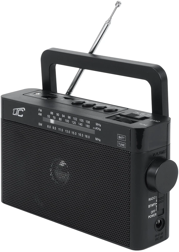 LTC nešiojamas radijo imtuvas SONA, Bluetooth, USB, TF, juodas