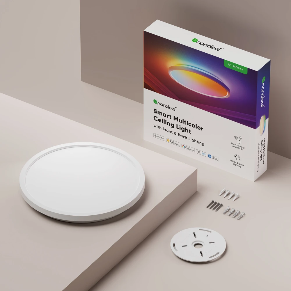 Lubinis šviestuvas Nanoleaf Smart Multicolor Ceiling Light, baltas