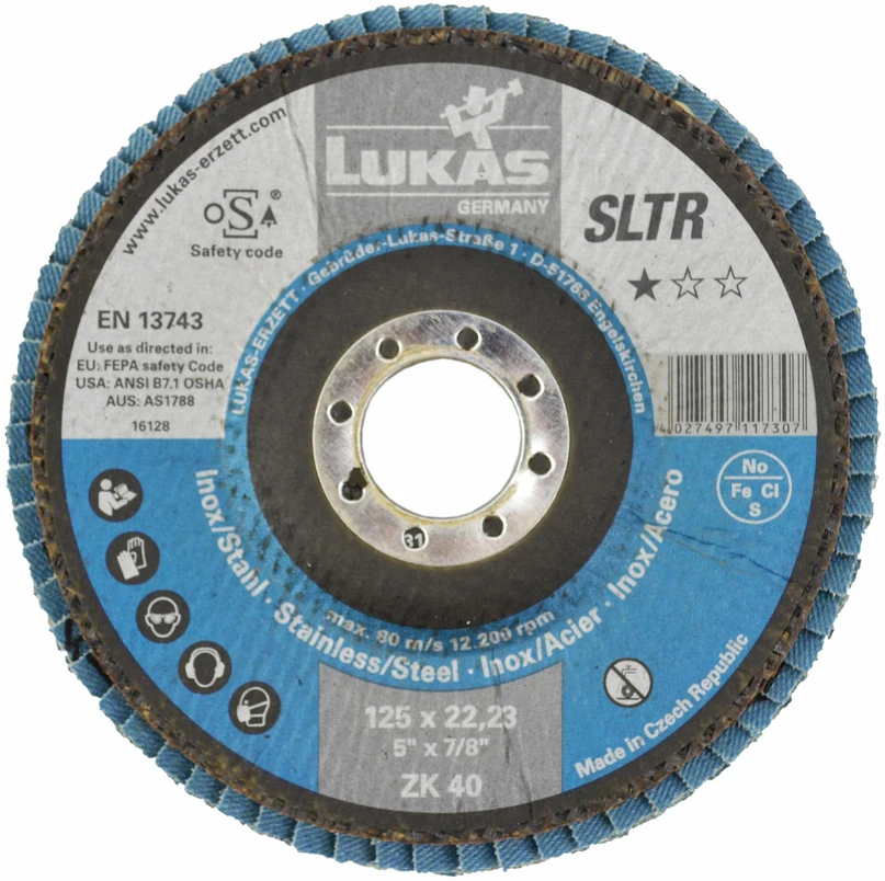 Lukas Erzett LUKAS LAMELEINIS ŠLIFAVIMO DISKAS 125mm P 40 SLTR INOX CIKONINIS