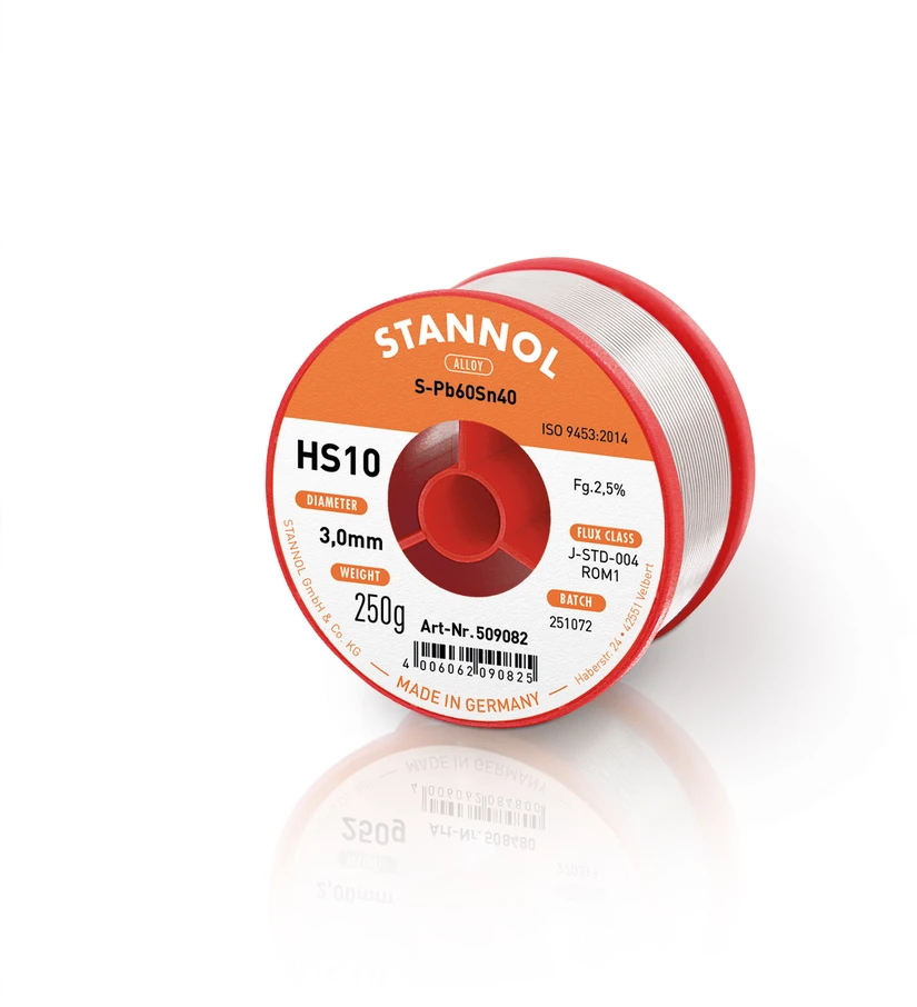 Lydmetalis Pb60Sn40 3.00mm su fliusu 2.5% HS10 250g, Stannol (tik profesionaliam naudojimui)