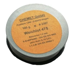 Lydmetalis Sn60Pb40 1.00mm 100g su fliusu 2.5% Chemet (tik profesionaliam naudojimui)