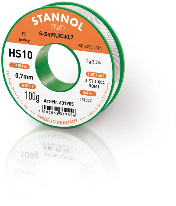 Lydmetalis Sn99.3Cu0.7 0.70mm su fliusu 2.5% HS10 100g, Stannol