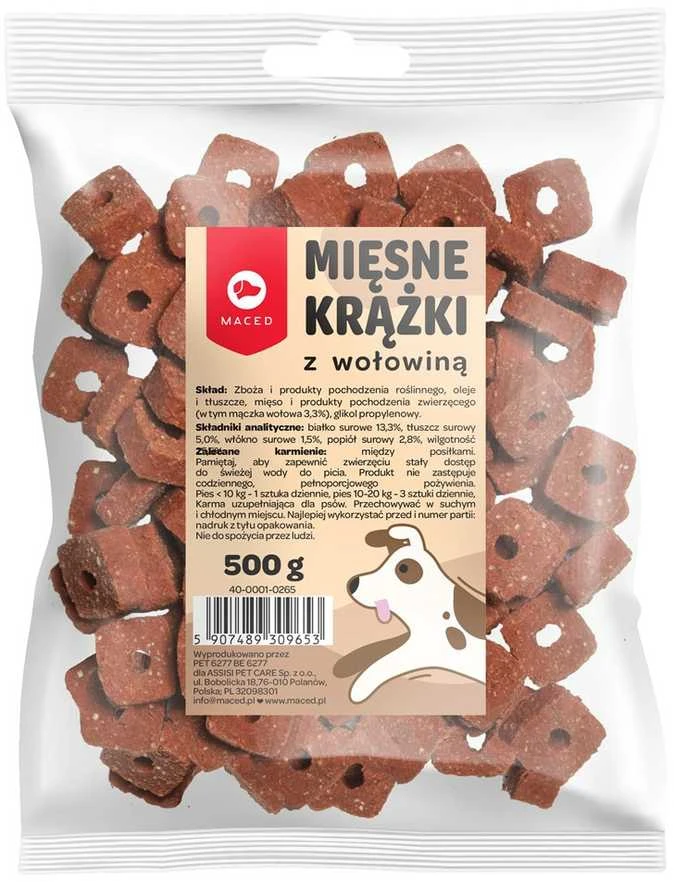 MACED Mėsos diskai su jautiena šuniui- 500g